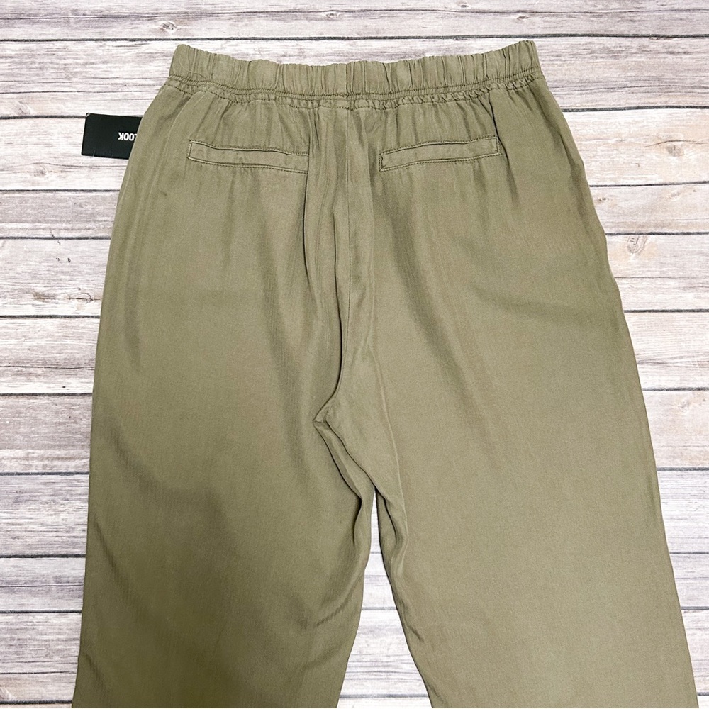 Thread Supply Deep Moss Green Pull On Ankle Length Herringbone Tapered Pants NWT - Picture 7 of 10